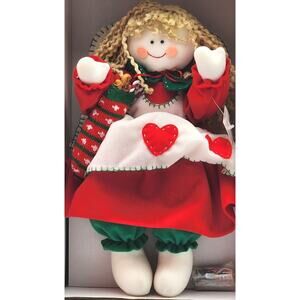 Dillard's Trimmings Animated Christmas Girl With Stocking Full Of Toys. IN BOX